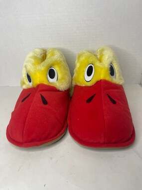 Rare Vintage Carousel by Guy Yellow and Red Duck Plush Adult Slippers